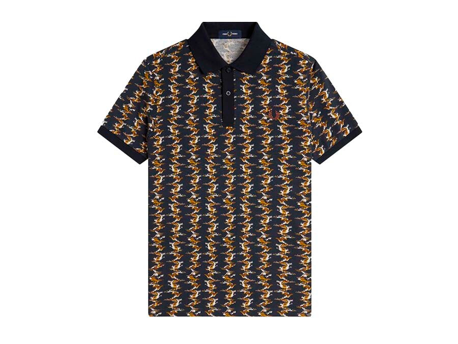 POLO FRED PERRY GRAPHIC PRINT POLO SHIRT NAVY WHIT