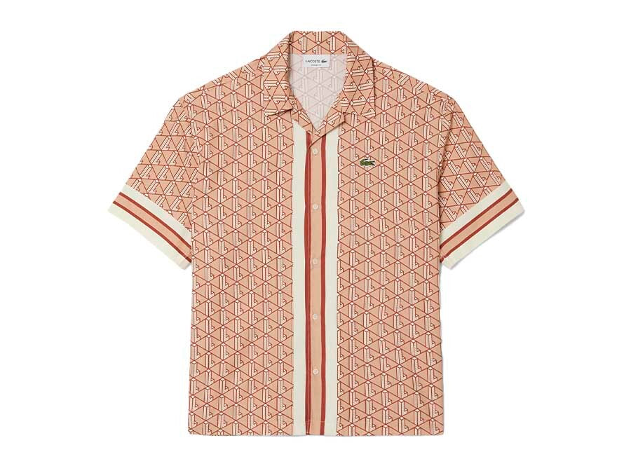 CAMISA LACOSTE CON MONOGRAMA ROSA