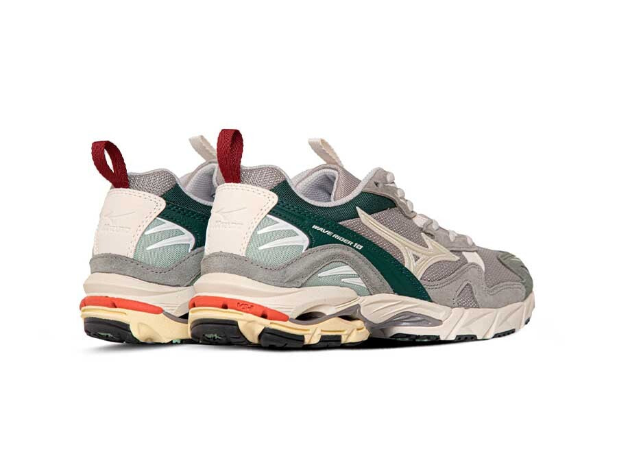 MIZUNO WAVE RIDER 10 P OPAL GRAY PRISTINE BISTRO GREEN