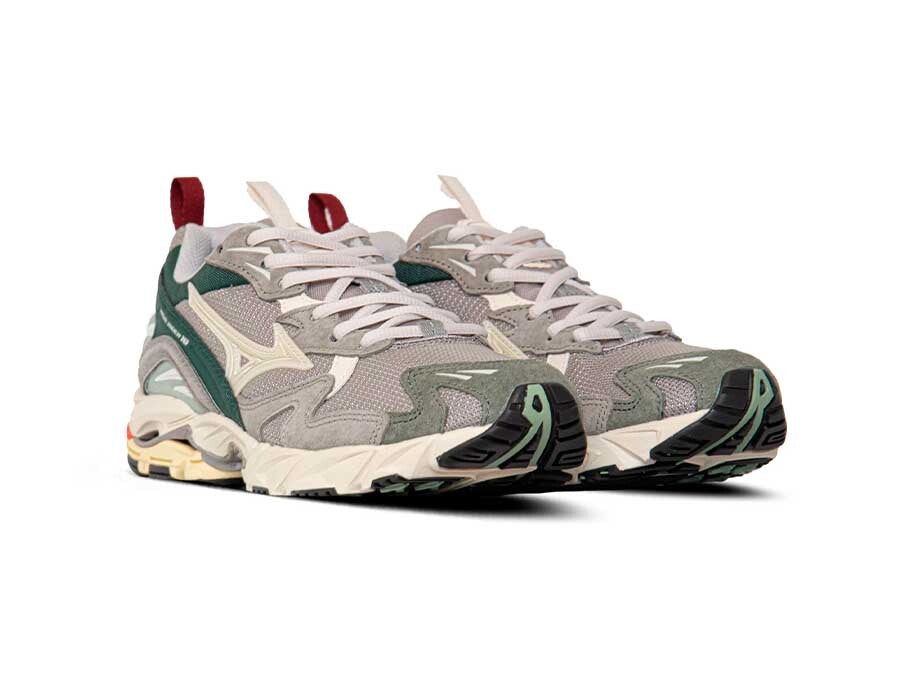 MIZUNO WAVE RIDER 10 P OPAL GRAY PRISTINE BISTRO GREEN