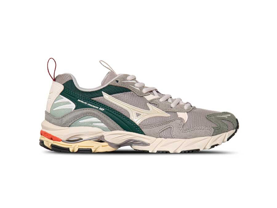 MIZUNO WAVE RIDER 10 P OPAL GRAY PRISTINE BISTRO GREEN