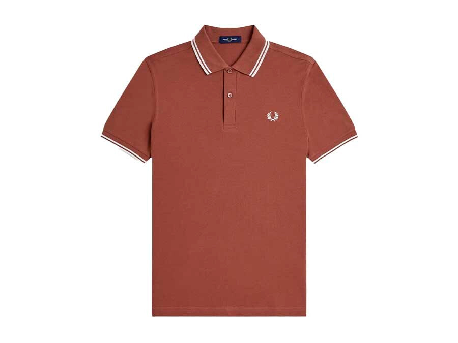 POLO FRED PERRY THE TWIN TIPPED  WHISKY BROWN ECRU
