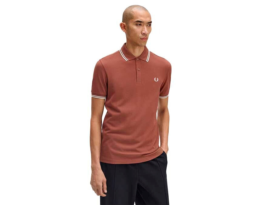 POLO FRED PERRY THE TWIN TIPPED  WHISKY BROWN ECRU