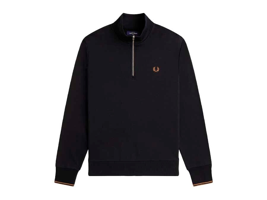 SUDADERA FRED PERRY HALF ZIP BLACK SHADED STONE