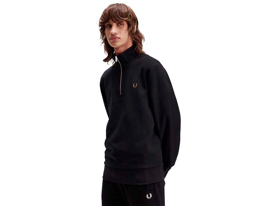 SUDADERA FRED PERRY HALF ZIP BLACK SHADED STONE