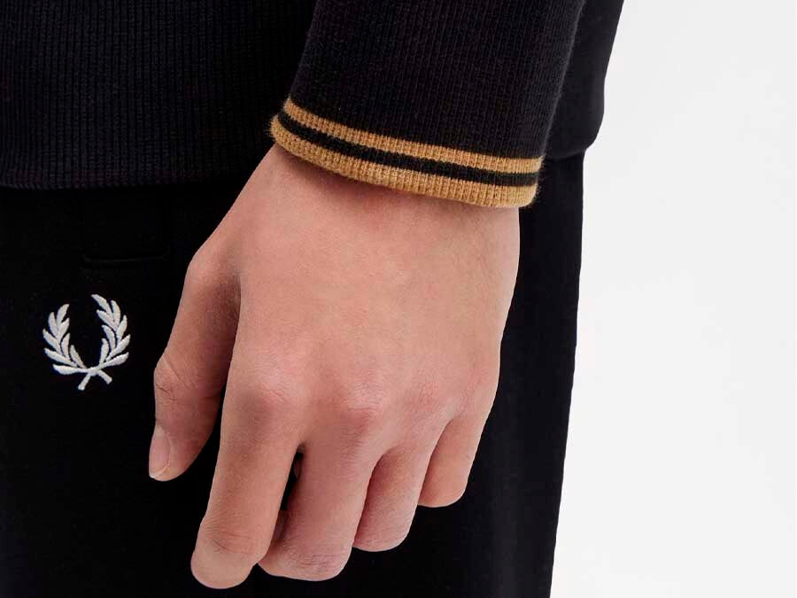 SUDADERA FRED PERRY HALF ZIP BLACK SHADED STONE