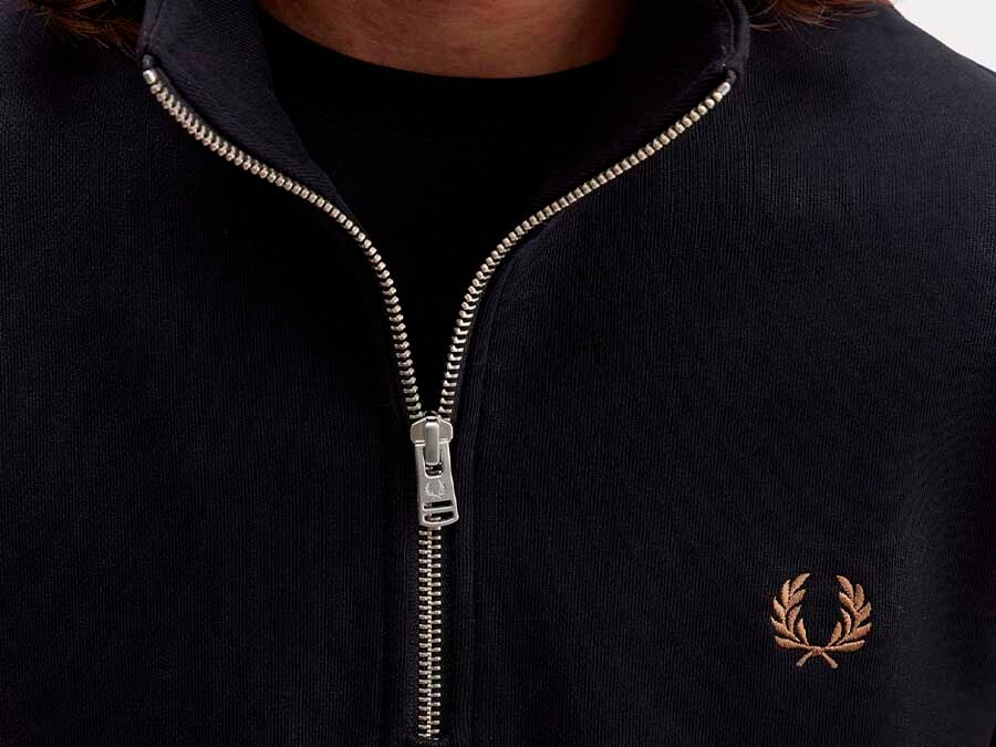 SUDADERA FRED PERRY HALF ZIP BLACK SHADED STONE