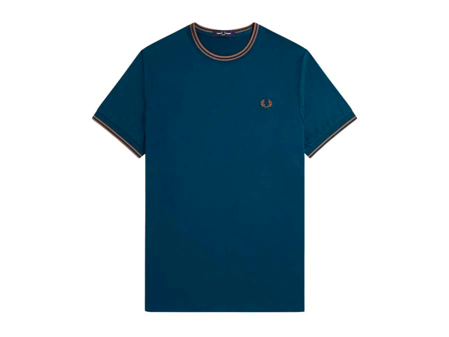 CAMISETA FRED PERRY TWIN TIPPED SHADED STONE