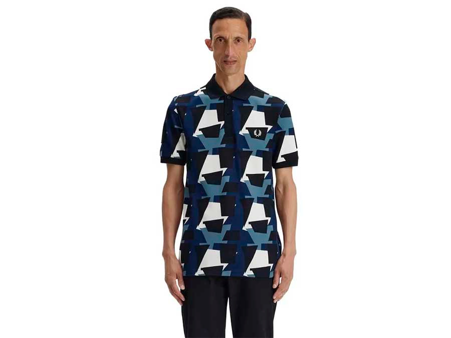 Polo Fred Perry Fragment Print Polo Grey