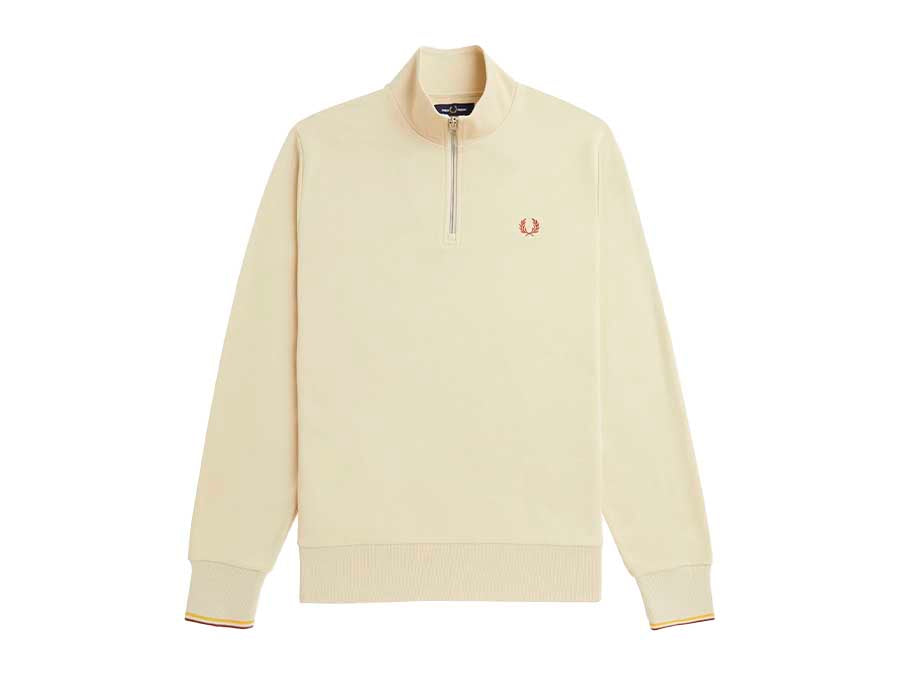 SUDADERA FRED PERRY  HALF ZIP BEIGE