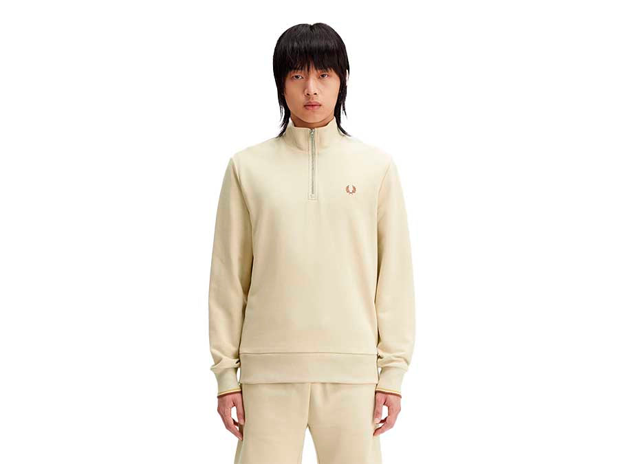SWEAT FRED PERRY HALF ZIP BEIGE