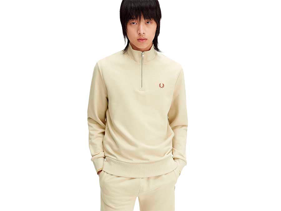SWEAT FRED PERRY HALF ZIP BEIGE