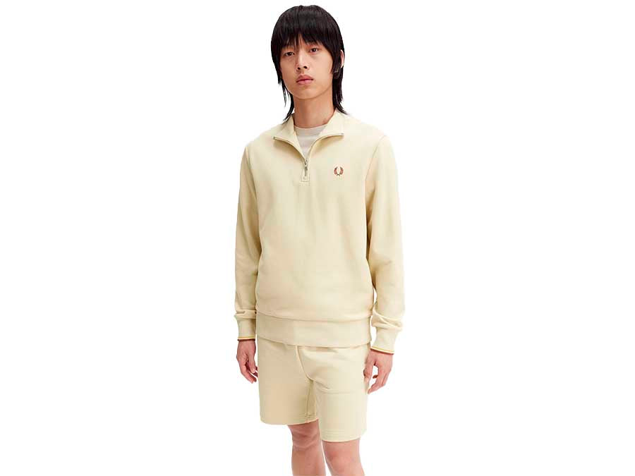 SWEAT FRED PERRY HALF ZIP BEIGE