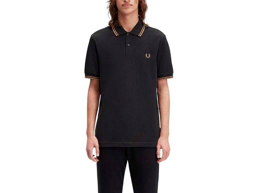 POLO FRED PERRY THE TWIN TIPPED  BLACK SHADED STON