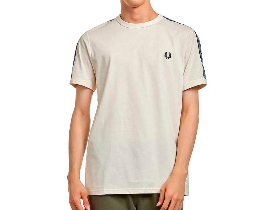 CAMISETA FRED PERRY TAPE RINGER ECRU NAVY