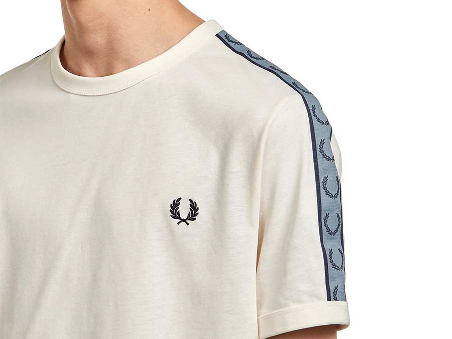 CAMISETA FRED PERRY TAPE RINGER ECRU NAVY