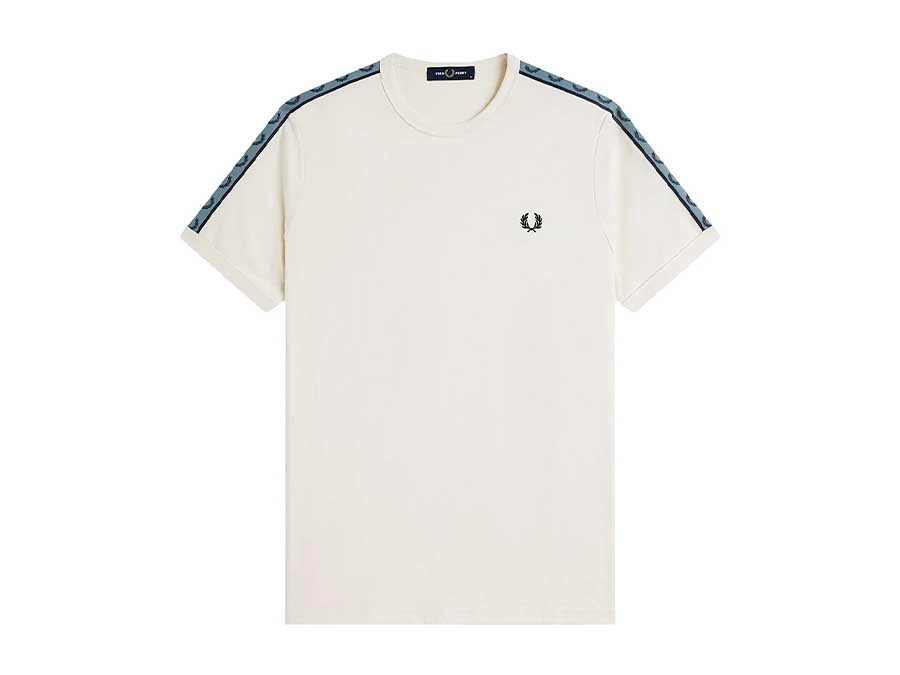 CAMISETA FRED PERRY TAPE RINGER ECRU NAVY