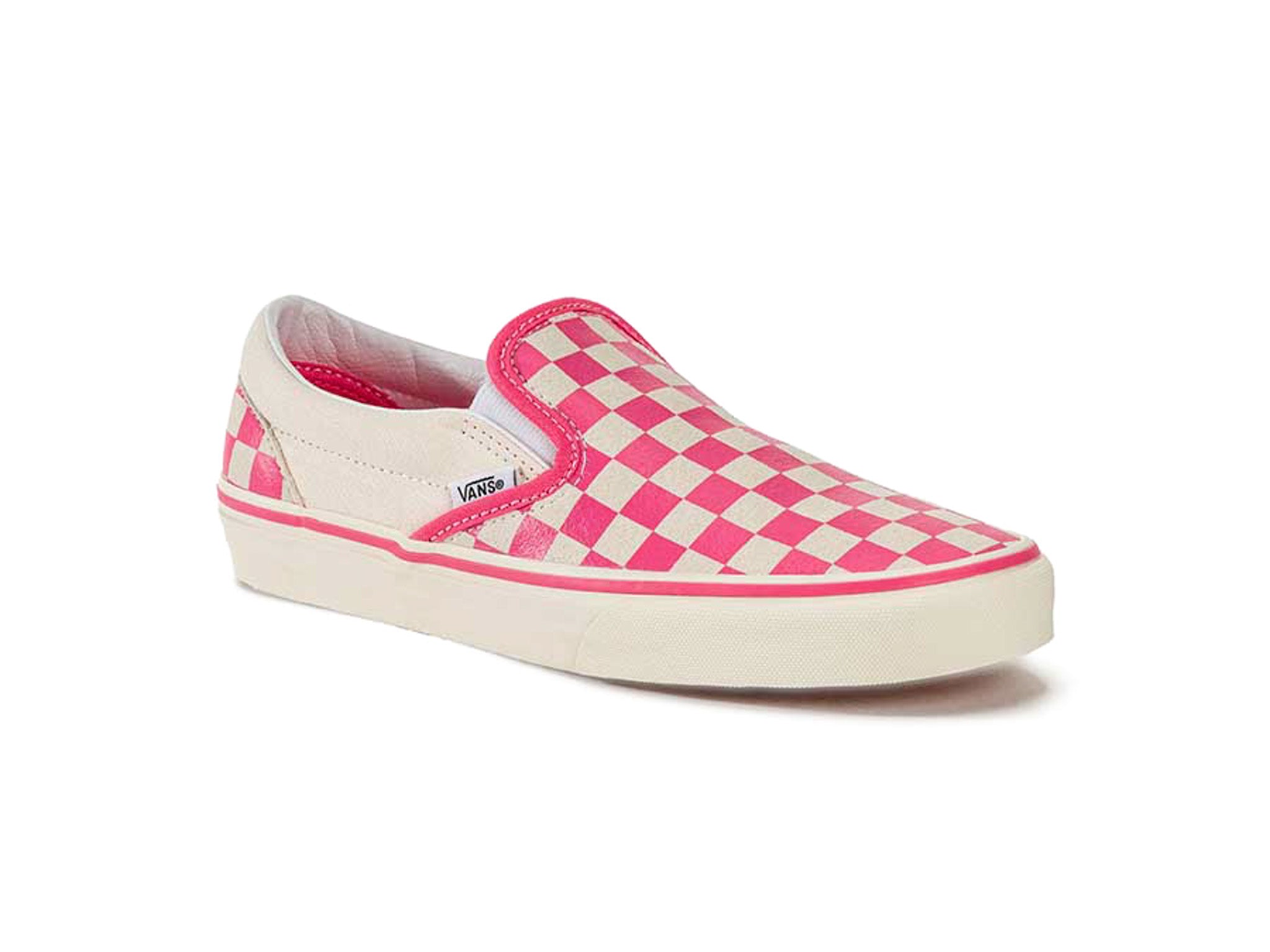 VANS CLASSIC SLIP-ON CHECKERBOARD PINK TRUE WHITE