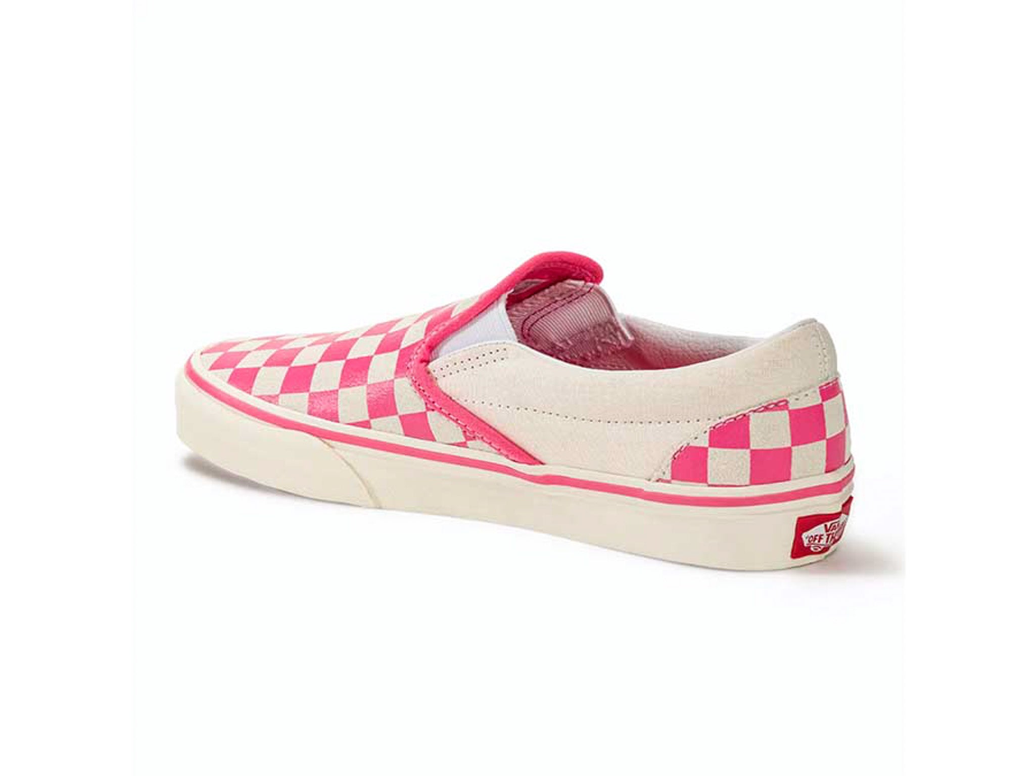 VANS CLASSIC SLIP-ON CHECKERBOARD PINK TRUE WHITE